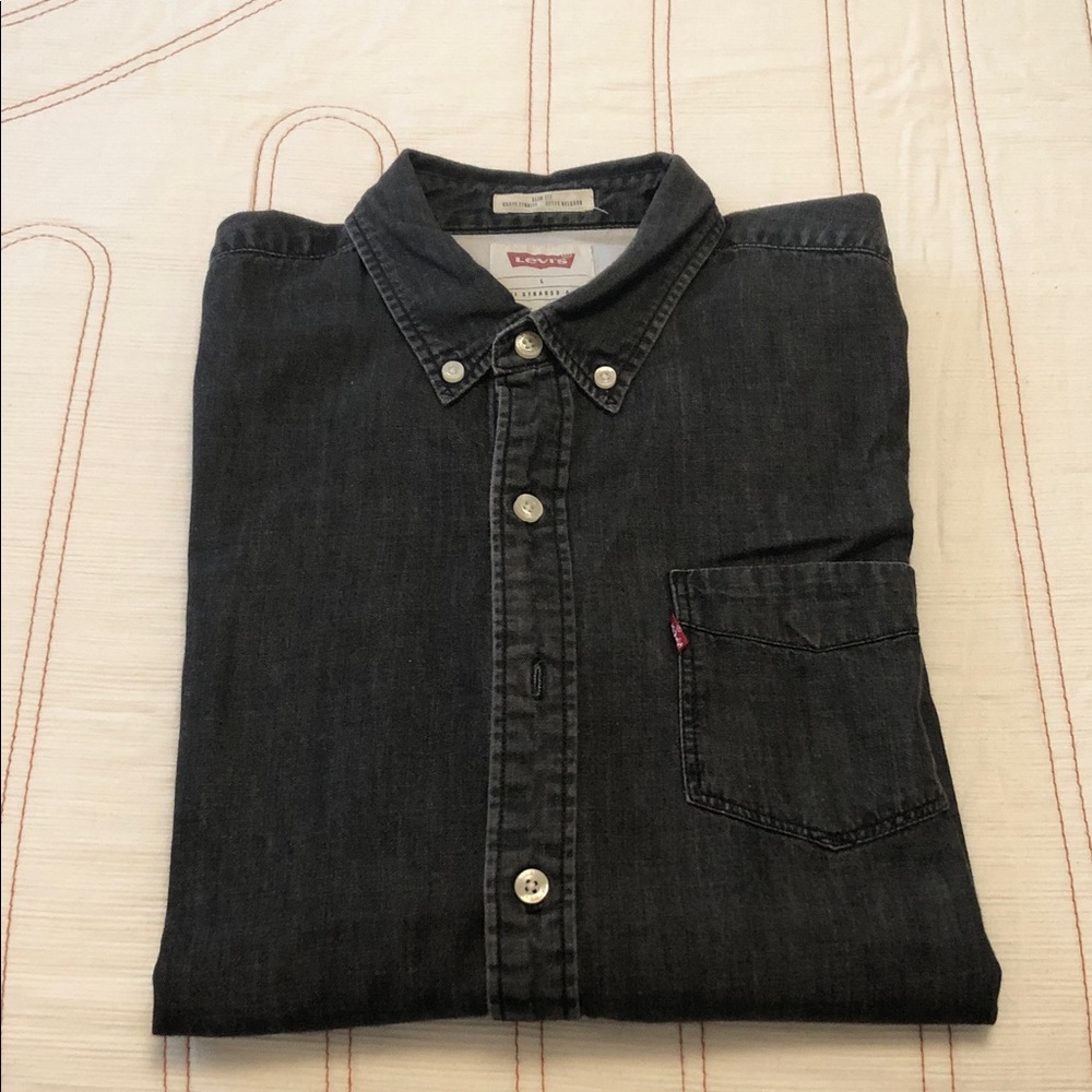 Levi's Charcoal Grey Button-Up Denim Shirt